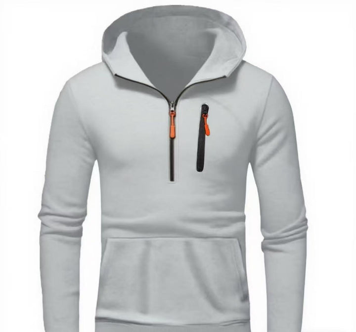 Herrens modern hoodie med innovativ halv dragkedja Mirla-Eva Jonsson
