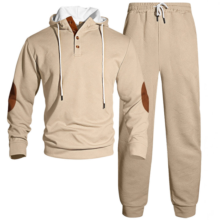 Herrens moderna sweatshirts- och joggingdräkts-set med stilfull knäppning Mirla-Eva Jonsson