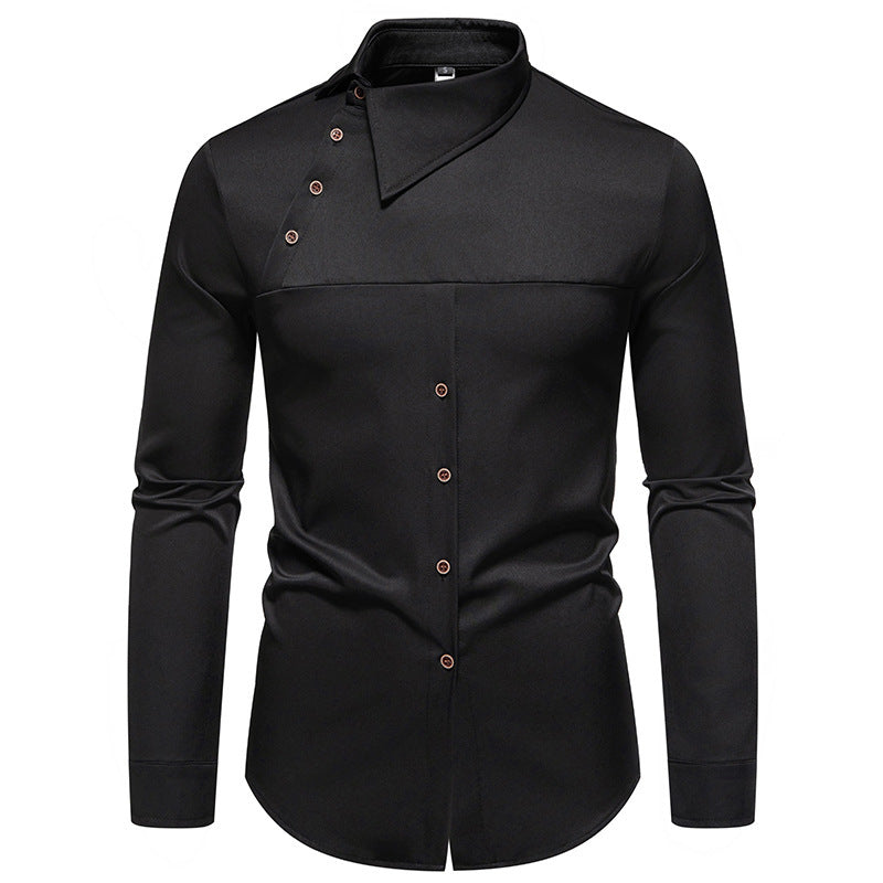 Herrens modeshirt med asymmetrisk krage och stiliga knappr detaljer Mirla-Eva Jonsson