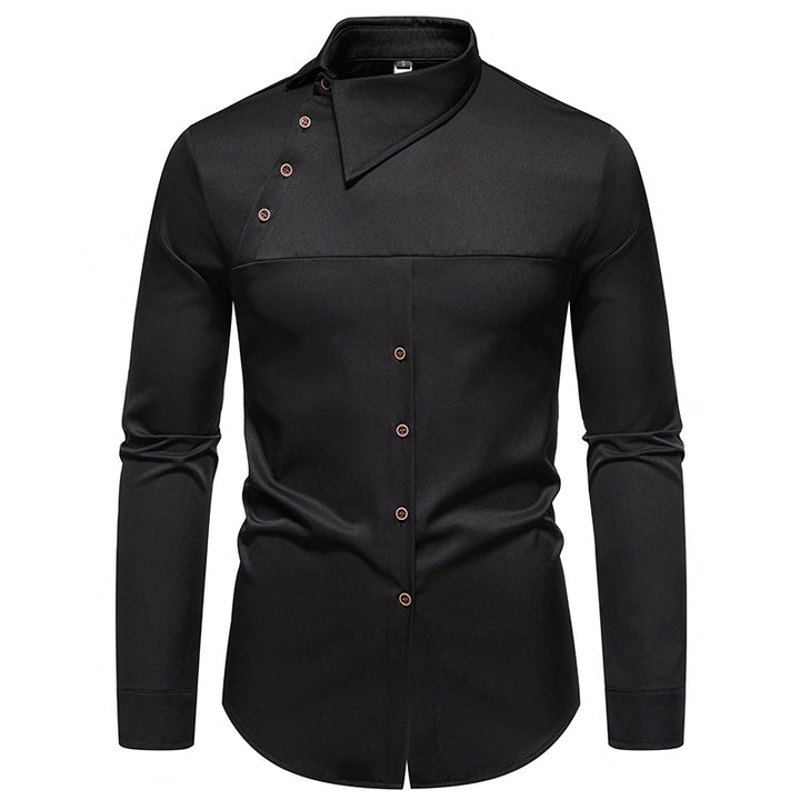 Herrens modeshirt med asymmetrisk krage och stiliga knappr detaljer Mirla-Eva Jonsson