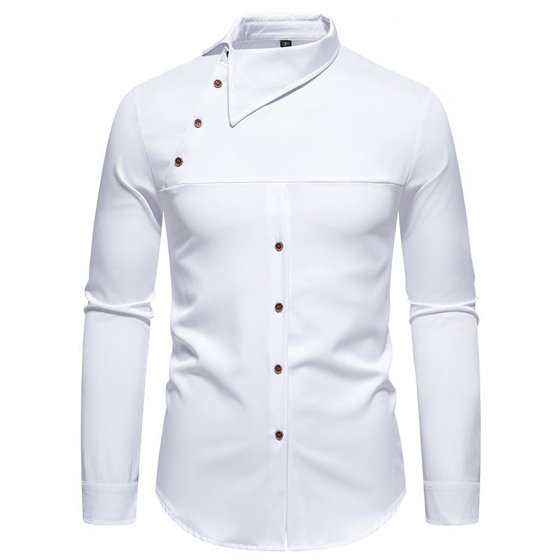Herrens modeshirt med asymmetrisk krage och stiliga knappr detaljer Mirla-Eva Jonsson