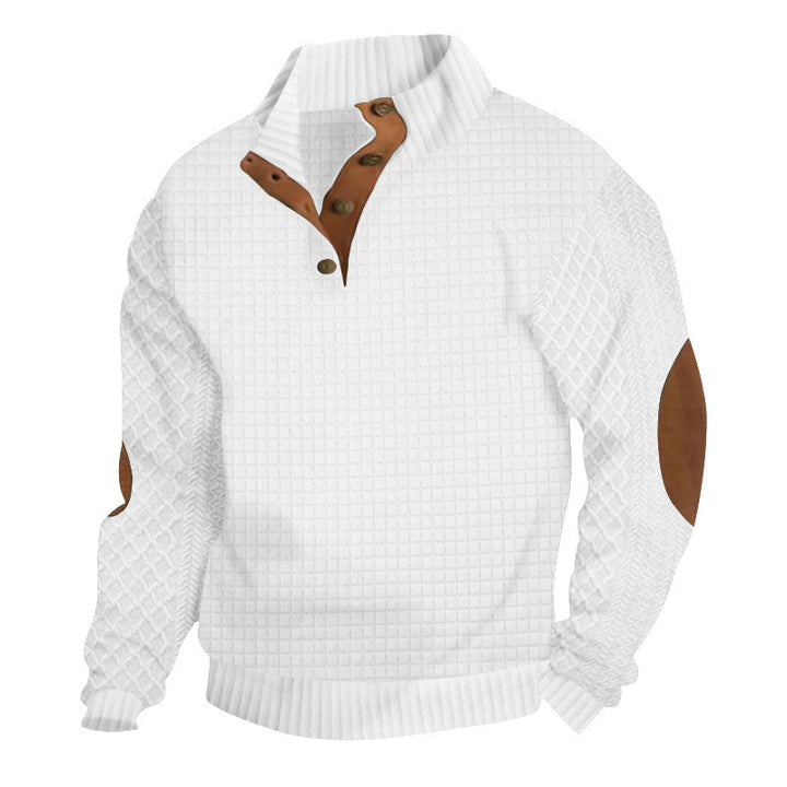 Herrens modeshirt med strukturerat kanalmönster och kontrasterande armbågsfickor Eva Jonsson-Eva Jonsson