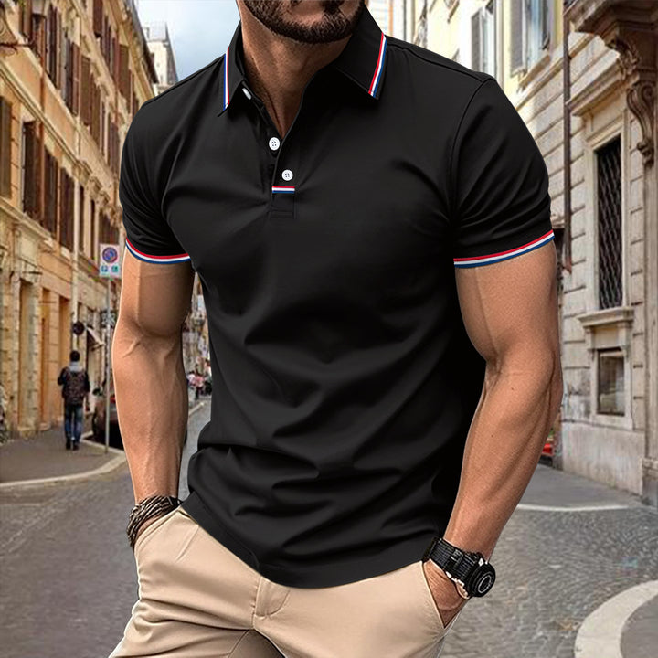 Herrens modeshirt polo med kontrasterande detaljer Mirla-Eva Jonsson