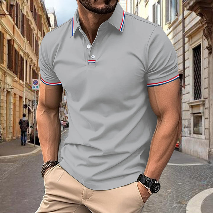 Herrens modeshirt polo med kontrasterande detaljer Mirla-Eva Jonsson