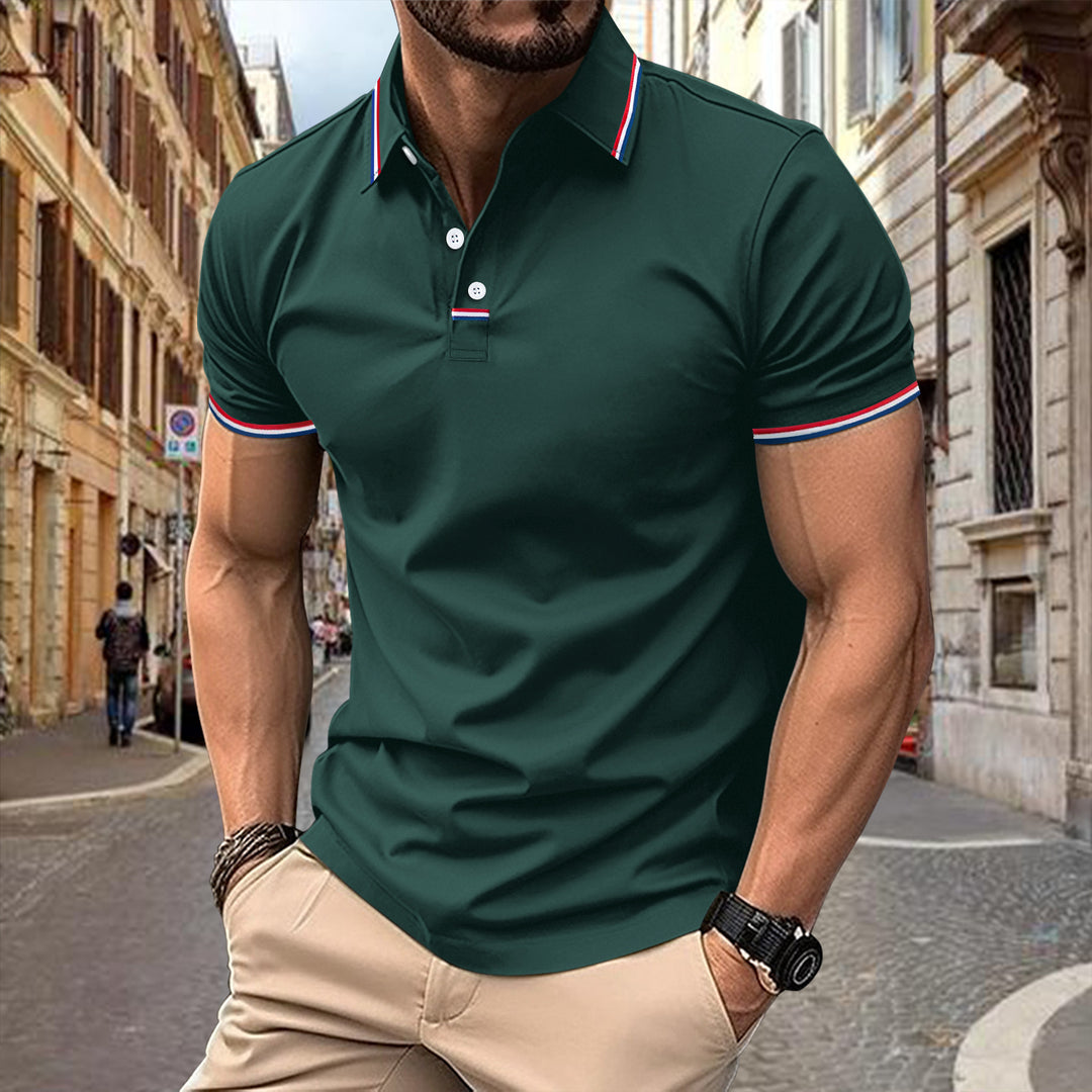 Herrens modeshirt polo med kontrasterande detaljer Mirla-Eva Jonsson