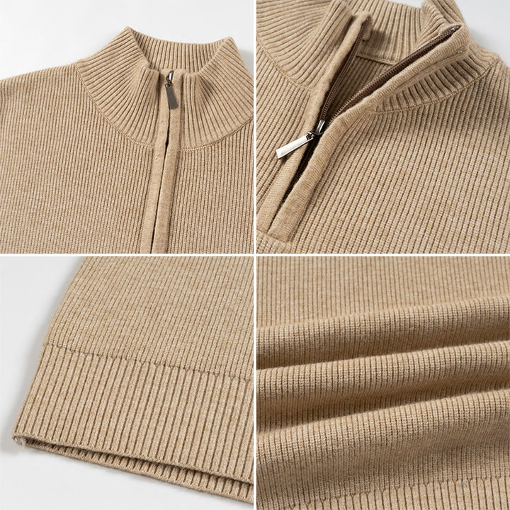 Herrens modetröja med halv dragkedja och strukturerat mönster Eva Jonsson-Eva Jonsson