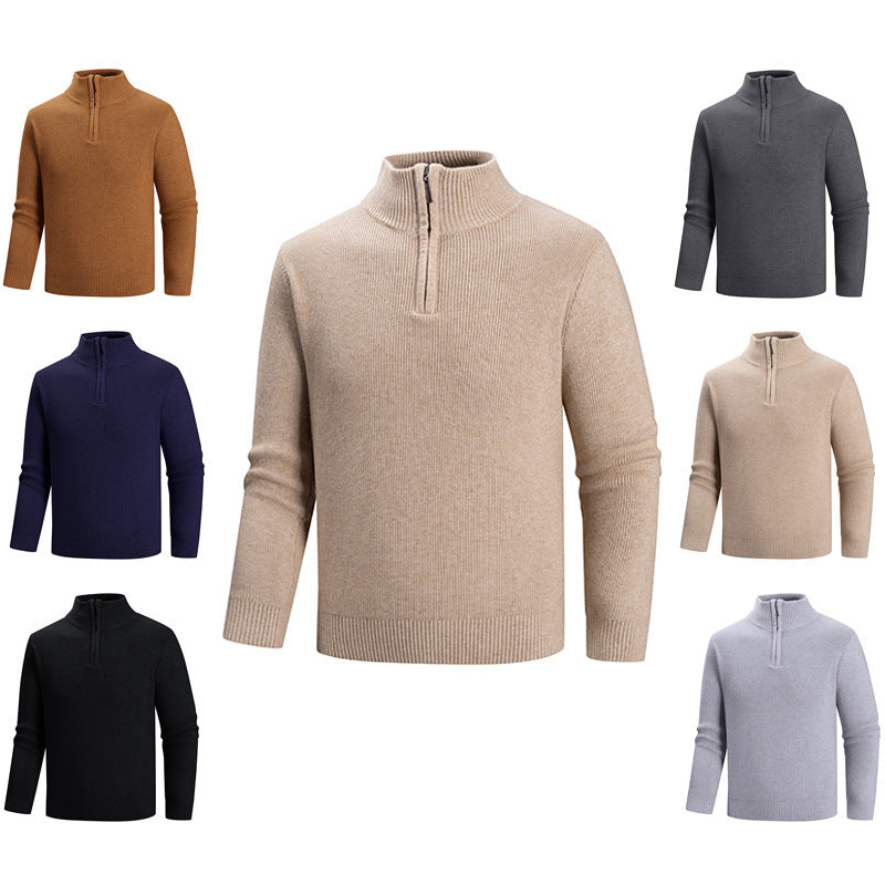 Herrens modetröja med halv dragkedja och strukturerat mönster Eva Jonsson-Eva Jonsson