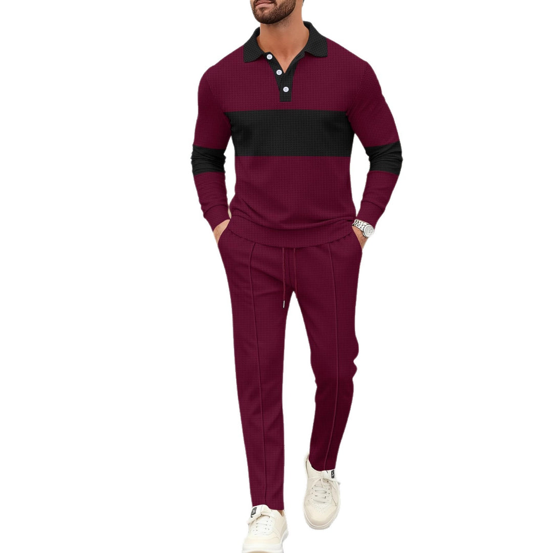 Herrens modiga långärmad polo med strukturerad design och bekväma joggingbyxor Mirla-Eva Jonsson