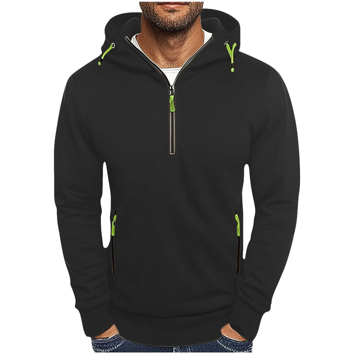 Herrens modisch hoodie med två fickor och halv dragkedja Mirla-Eva Jonsson