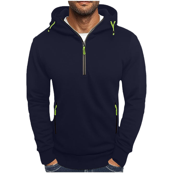 Herrens modisch hoodie med två fickor och halv dragkedja Mirla-Eva Jonsson