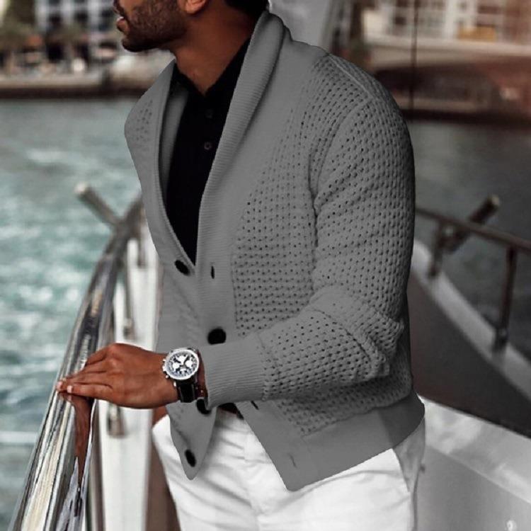Herrens modisch stickad blazer med strukturerad design Mirla-Eva Jonsson