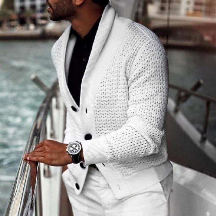 Herrens modisch stickad blazer med strukturerad design Mirla-Eva Jonsson