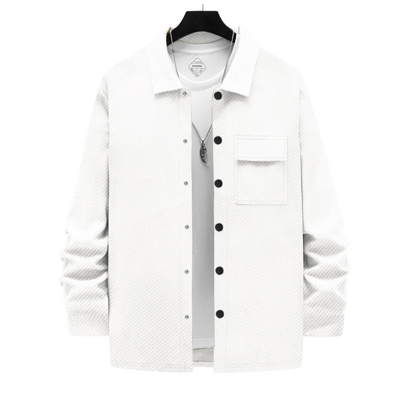 Herrens modische Overshirt-jacka med strukturerad yta och praktisk bröstficka Mirla-Eva Jonsson