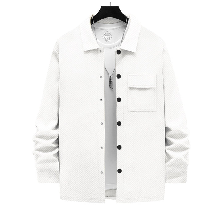 Herrens modische Overshirt-jacka med strukturerad yta och praktisk bröstficka Mirla-Eva Jonsson