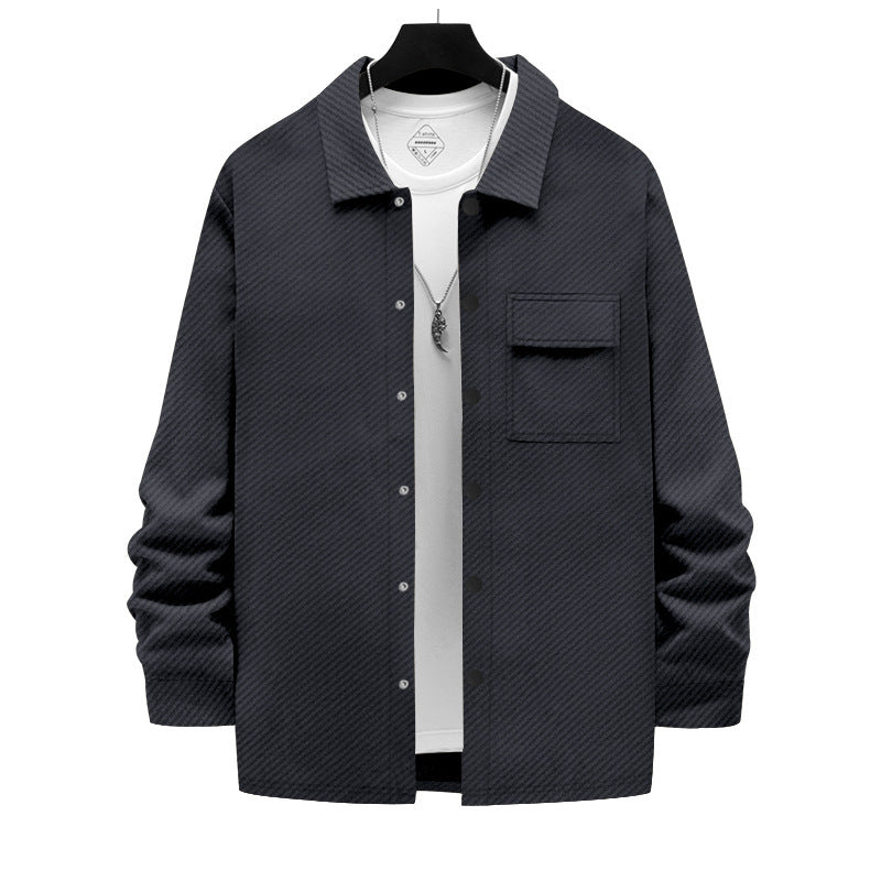 Herrens modische Overshirt-jacka med strukturerad yta och praktisk bröstficka Mirla-Eva Jonsson