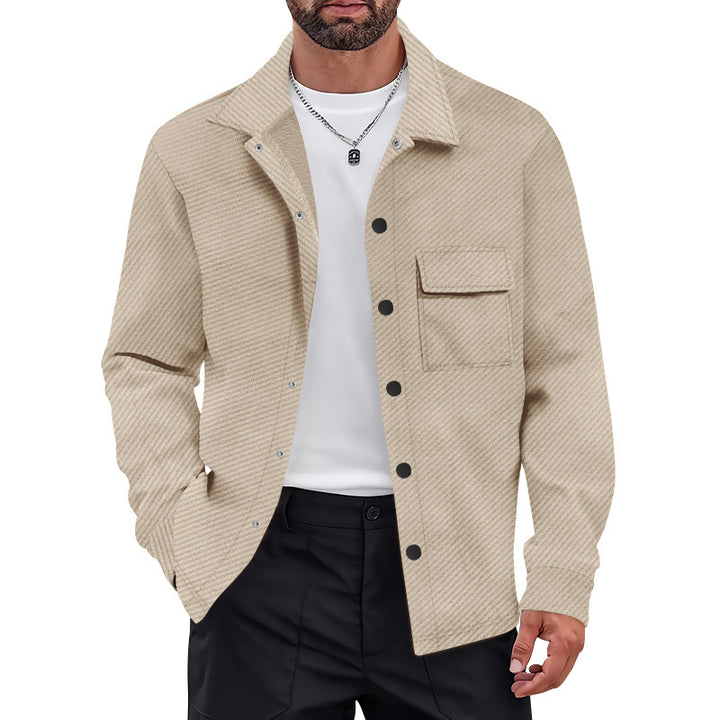 Herrens modische Overshirt-jacka med strukturerad yta och praktisk bröstficka Mirla-Eva Jonsson