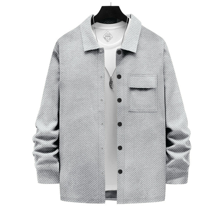 Herrens modische Overshirt-jacka med strukturerad yta och praktisk bröstficka Mirla-Eva Jonsson