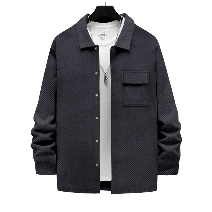 Herrens modische Overshirt-jacka med strukturerad yta och praktisk bröstficka Mirla-Eva Jonsson