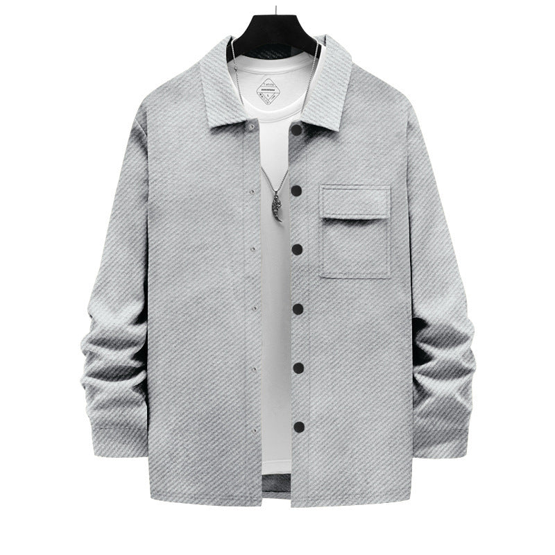 Herrens modische Overshirt-jacka med strukturerad yta och praktisk bröstficka Mirla-Eva Jonsson