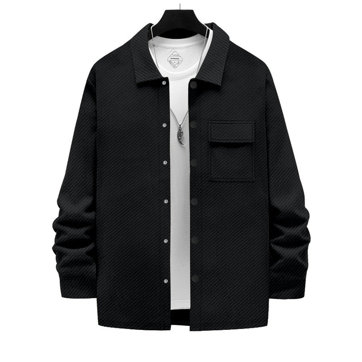 Herrens modische Overshirt-jacka med strukturerad yta och praktisk bröstficka Mirla-Eva Jonsson