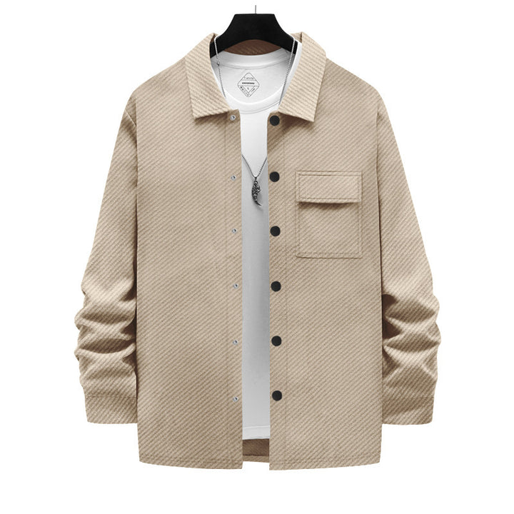Herrens modische Overshirt-jacka med strukturerad yta och praktisk bröstficka Mirla-Eva Jonsson