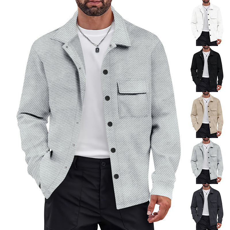 Herrens modische Overshirt-jacka med strukturerad yta och praktisk bröstficka Mirla-Eva Jonsson