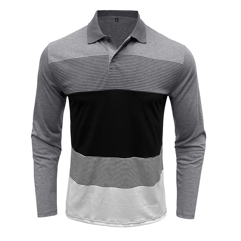 Herrens modiska långärmad polo shirt med randigt mönster Mirla-Eva Jonsson