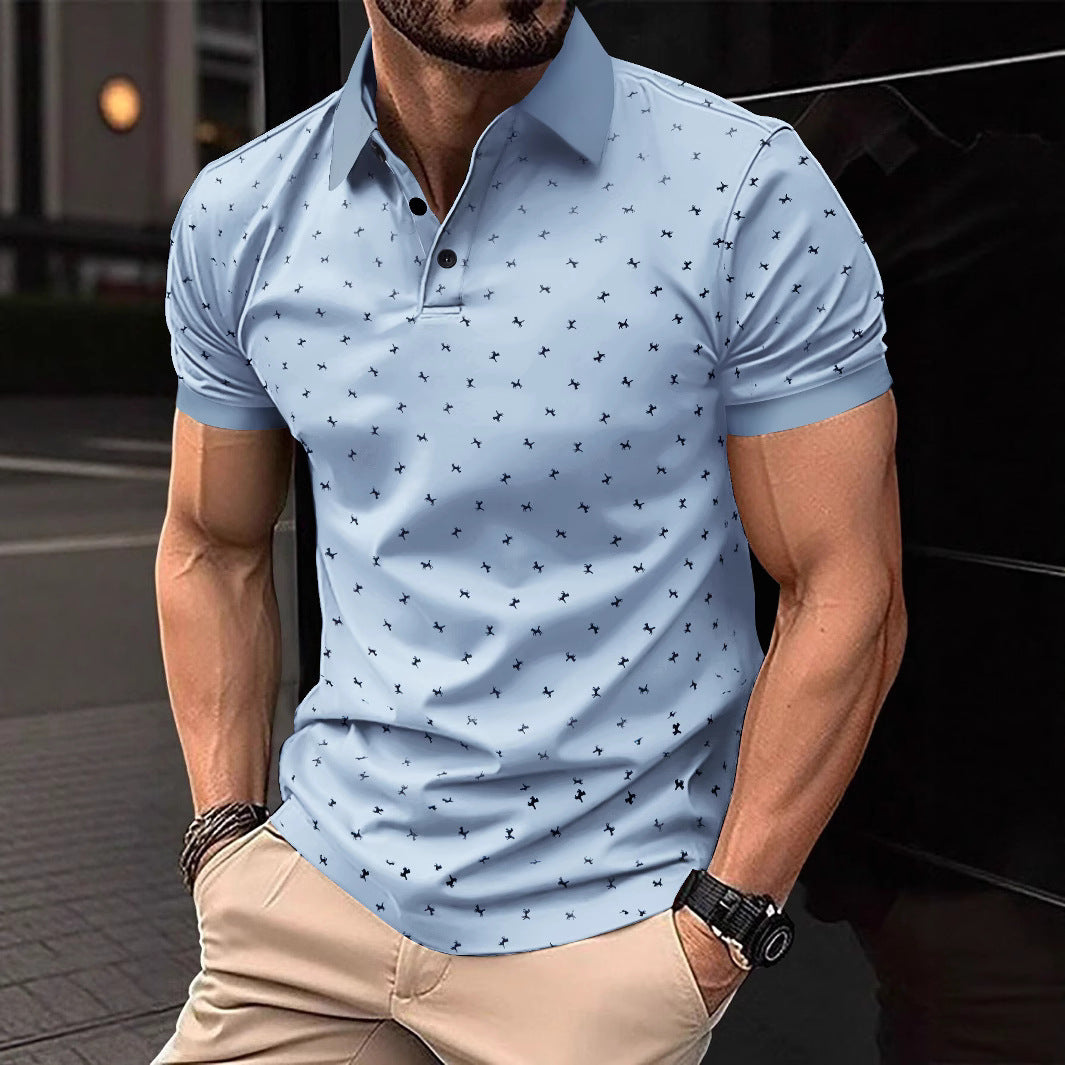 Herrens polo med modernt blommönster och högkvalitativ bomull Eva Jonsson-Eva Jonsson