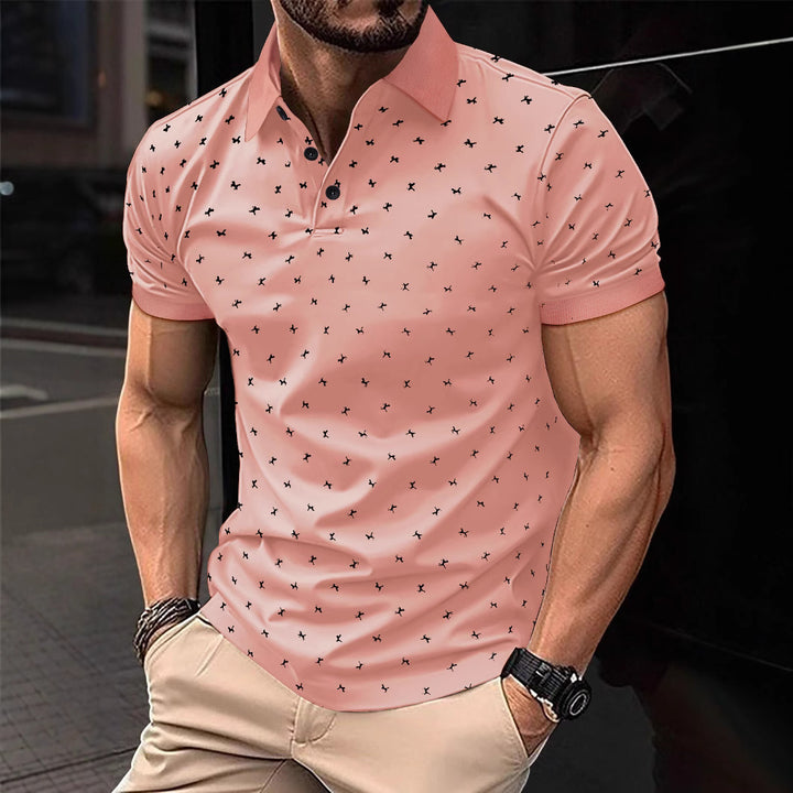 Herrens polo med modernt blommönster och högkvalitativ bomull Eva Jonsson-Eva Jonsson