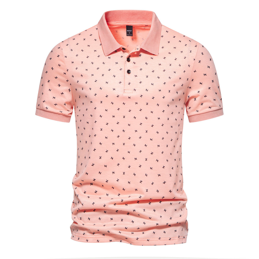 Herrens polo med modernt blommönster och högkvalitativ bomull Eva Jonsson-Eva Jonsson