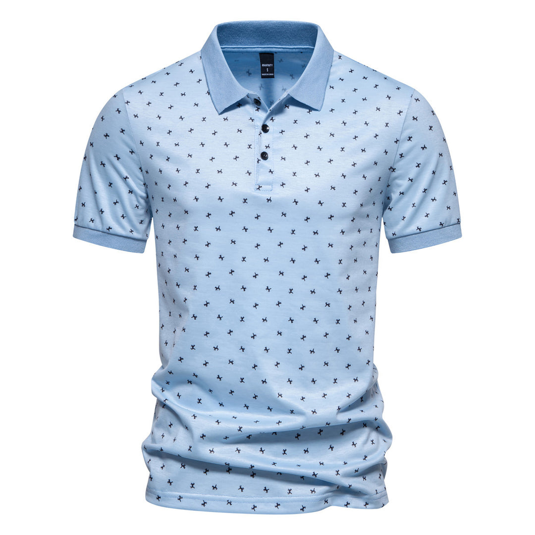 Herrens polo med modernt blommönster och högkvalitativ bomull Eva Jonsson-Eva Jonsson