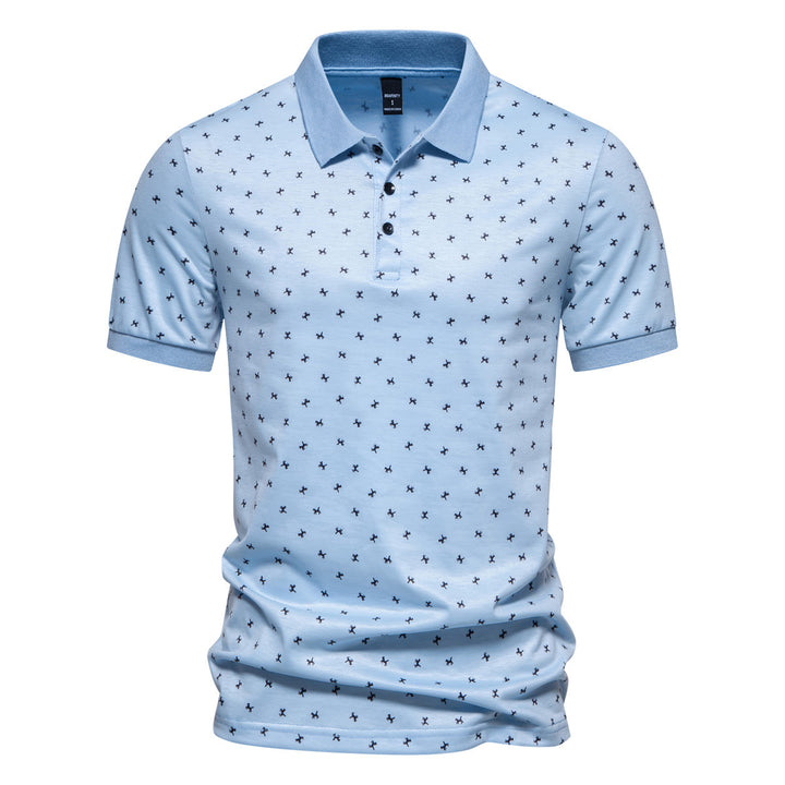 Herrens polo med modernt blommönster och högkvalitativ bomull Eva Jonsson-Eva Jonsson