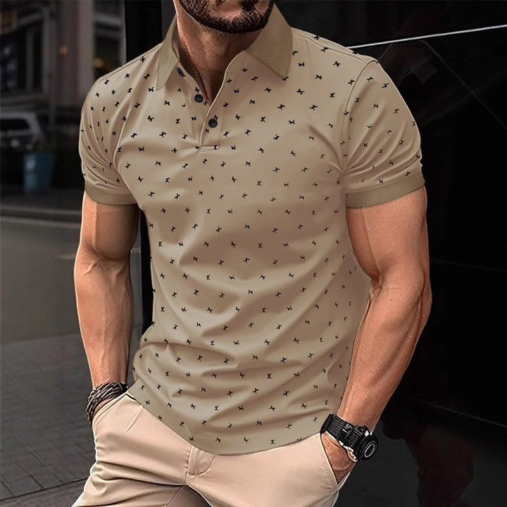 Herrens polo med modernt blommönster och högkvalitativ bomull Eva Jonsson-Eva Jonsson