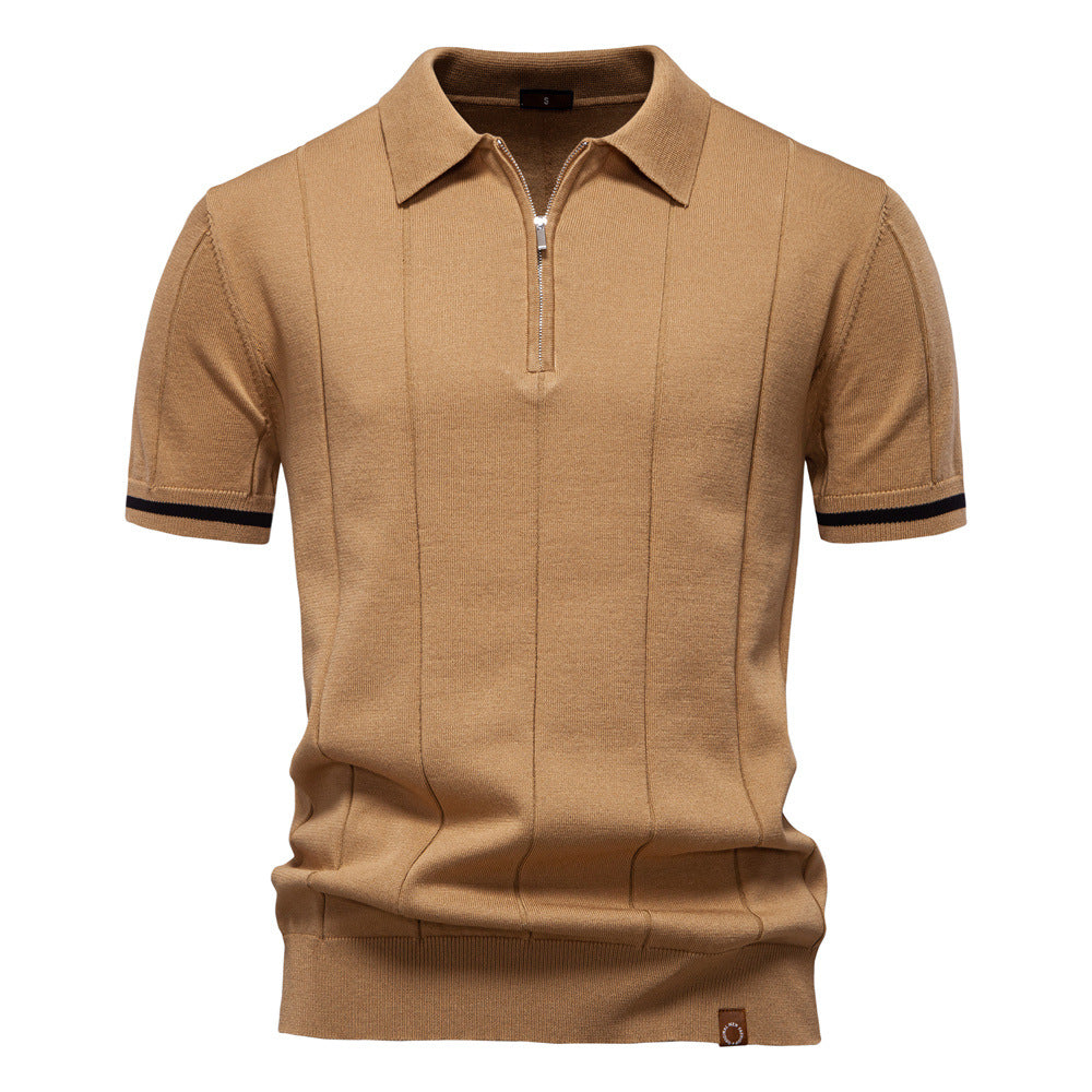Herrens polo skjorta med kort knappslå och strukturerad design Mirla-Eva Jonsson