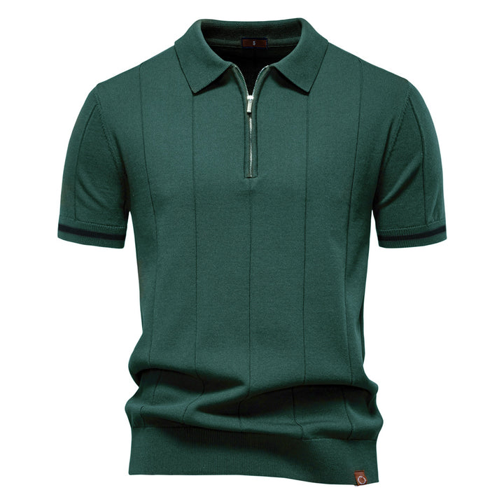 Herrens polo skjorta med kort knappslå och strukturerad design Mirla-Eva Jonsson