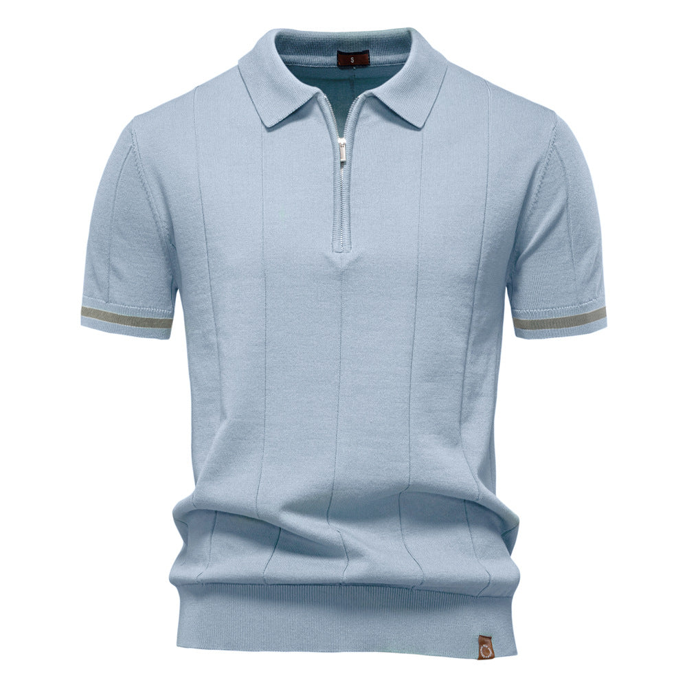 Herrens polo skjorta med kort knappslå och strukturerad design Mirla-Eva Jonsson
