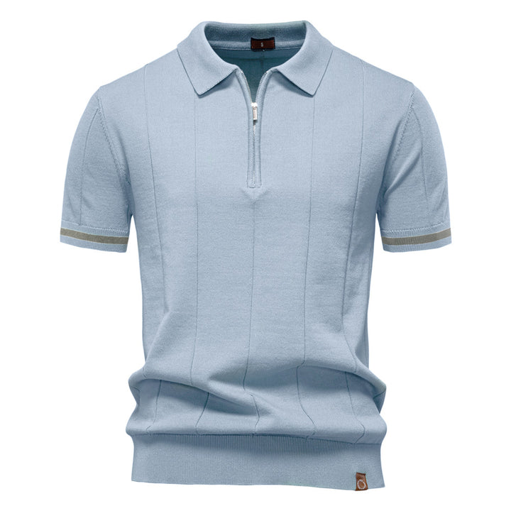Herrens polo skjorta med kort knappslå och strukturerad design Mirla-Eva Jonsson