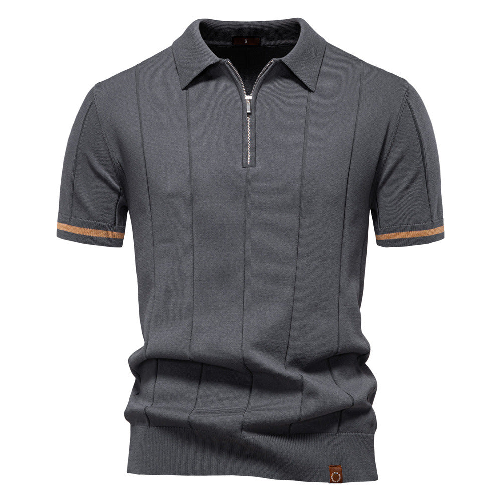 Herrens polo skjorta med kort knappslå och strukturerad design Mirla-Eva Jonsson