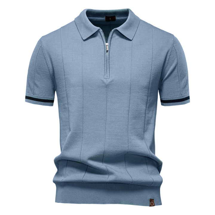 Herrens polo skjorta med kort knappslå och strukturerad design Mirla-Eva Jonsson