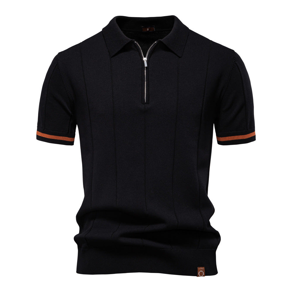 Herrens polo skjorta med kort knappslå och strukturerad design Mirla-Eva Jonsson