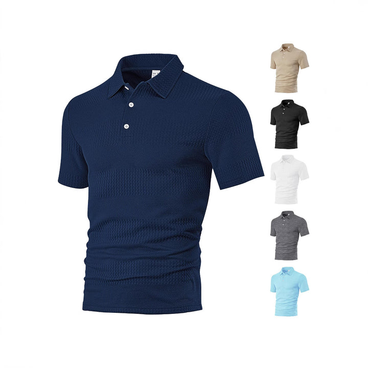 Herrens polo skjorta med strukturerad design och andningsbara egenskaper Mirla-Eva Jonsson