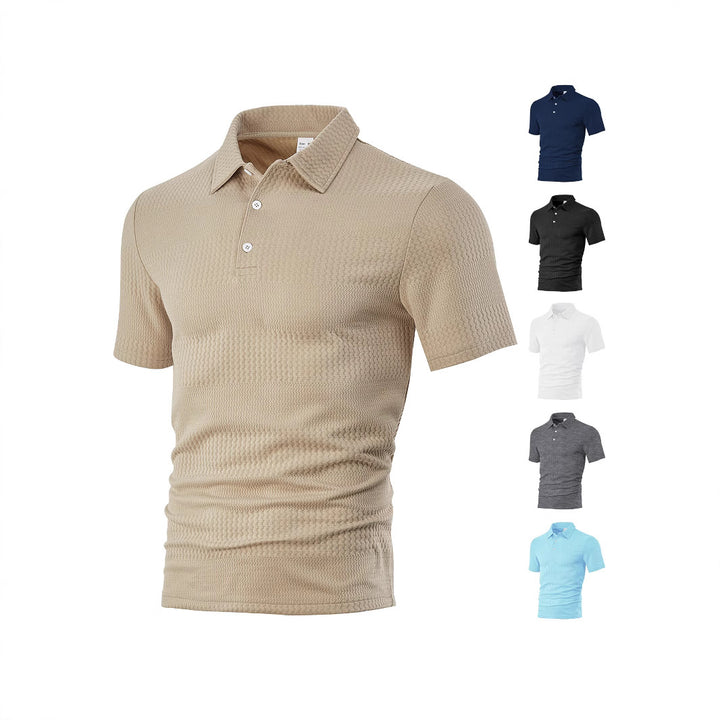 Herrens polo skjorta med strukturerad design och andningsbara egenskaper Mirla-Eva Jonsson