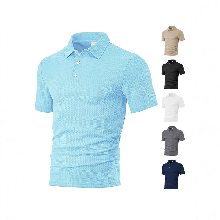 Herrens polo skjorta med strukturerad design och andningsbara egenskaper Mirla-Eva Jonsson