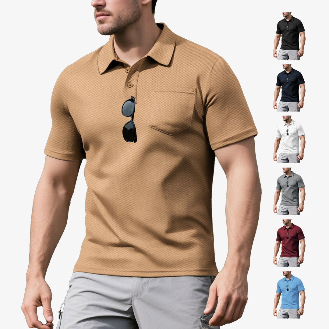 Herrens polo skjorta med strukturerad design och praktisk bröstficka Mirla-Eva Jonsson