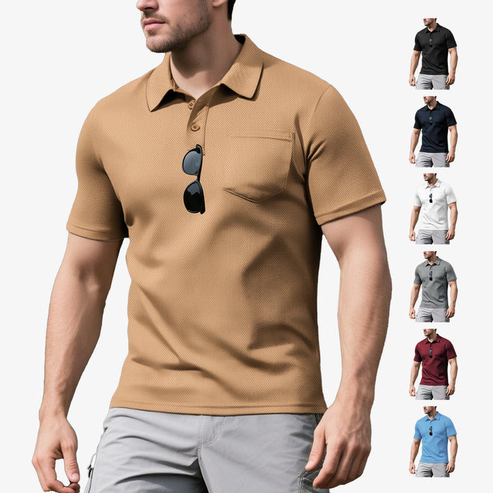 Herrens polo skjorta med strukturerad design och praktisk bröstficka Mirla-Eva Jonsson