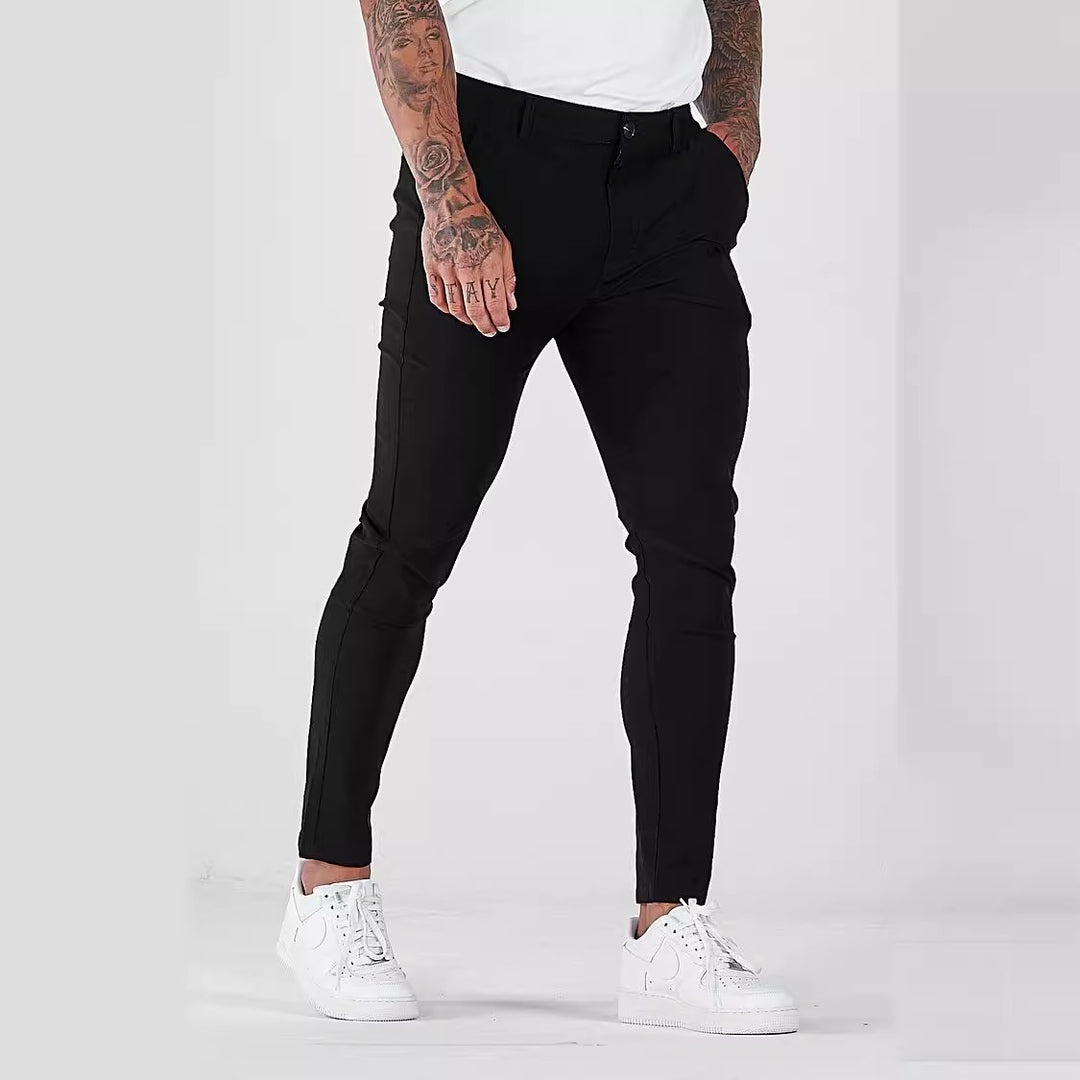 Herrens slim fit chinos med elastisk linning och stilren design Mirla-Eva Jonsson