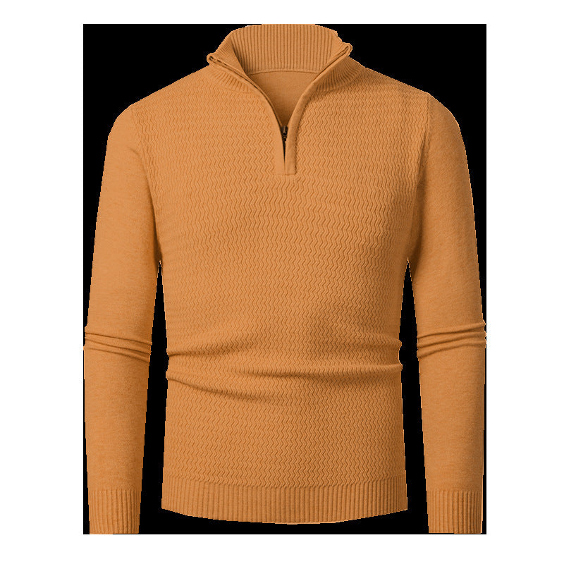 Herrens stickad tröja med hög krage och strukturerad design Mirla-Eva Jonsson