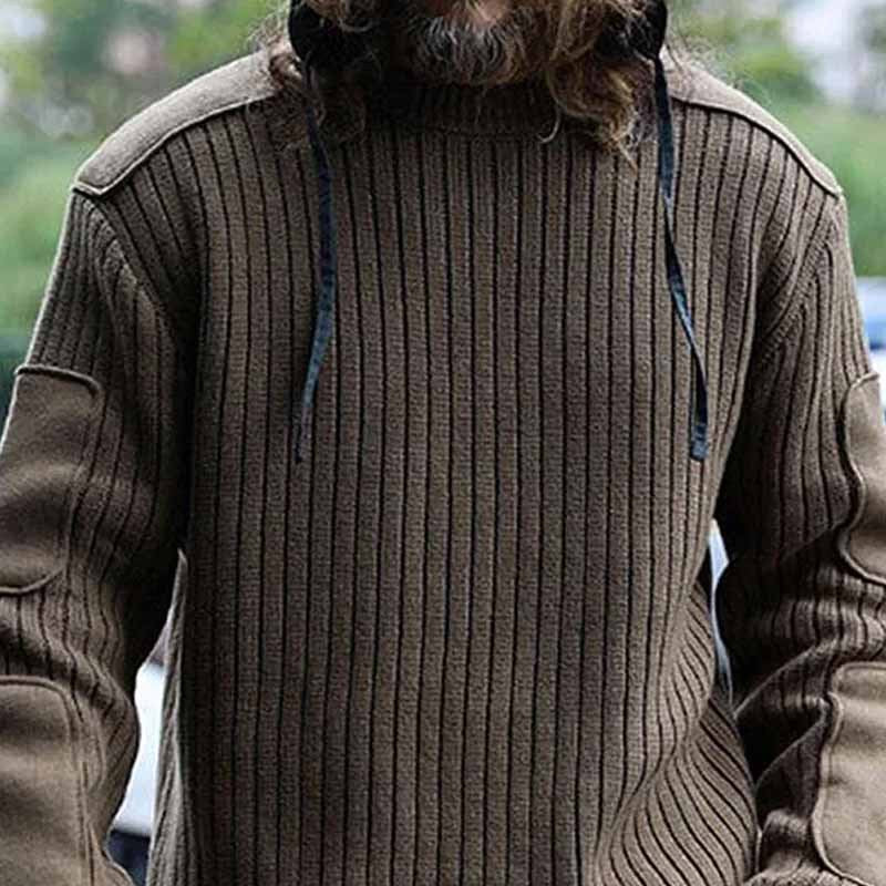 Herrens stickad tröja med struktur och huva Mirla-Eva Jonsson