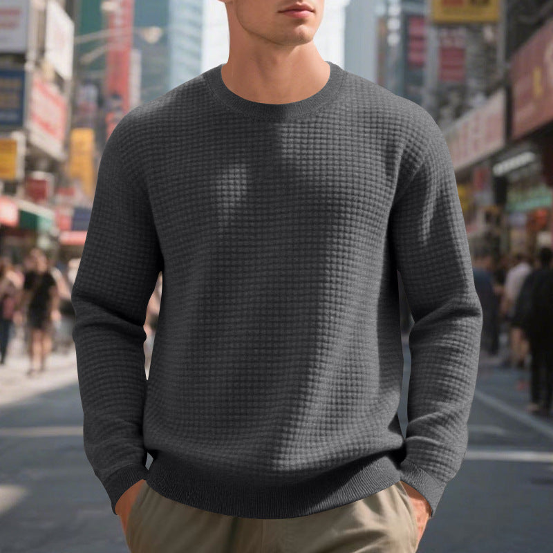 Herrens stickad tröja med strukturerad design och optimal passform Eva Jonsson-Eva Jonsson