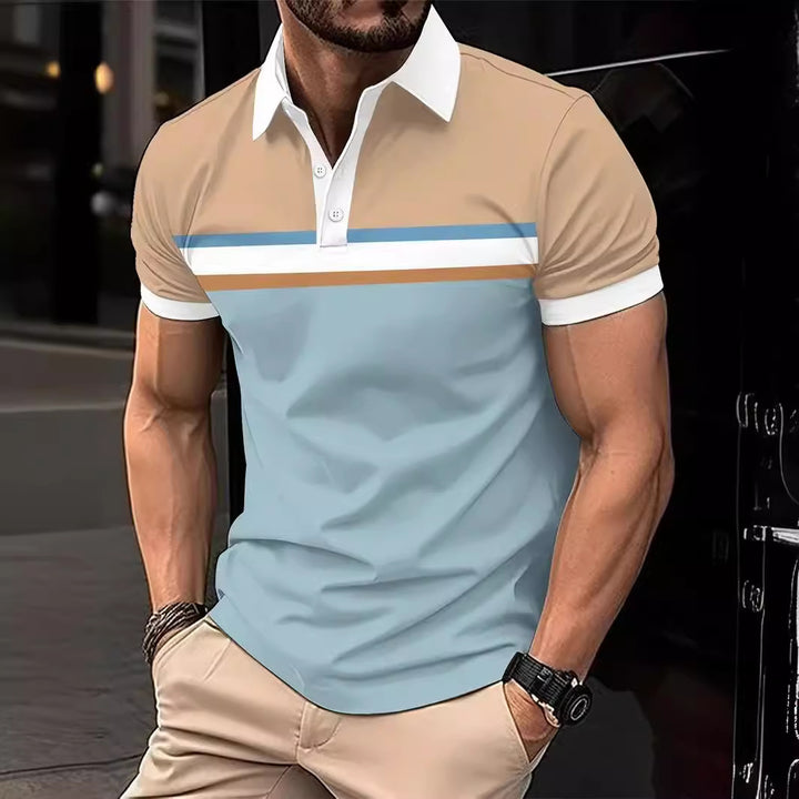 Herrens stiliga poloshirt med stilig randdesign Mirla-Eva Jonsson